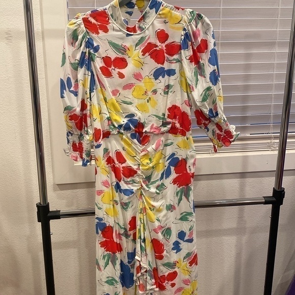 RIXO Target Floral Mock Neck Cascade Ruffle Dress - Picture 3 of 5